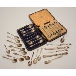 A boxed set of six silver coffee spoons,