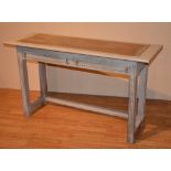 A painted oak hall table, with two drawers,