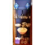 A mixed lot of crystal, pottery and china, to include cut glass table lamp base, crystal bowls,