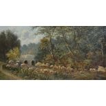 Octavius T Clark (British 1850-1921) 'Woodland Landscape by River' Oil on canvas,