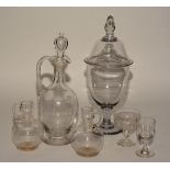 A mixed lot of vintage glassware, comprising of jug with stopper,
