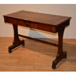 A Victorian mahogany side table, with single drawer, above turned stretcher,