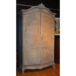 A late 19th century painted wardrobe,
