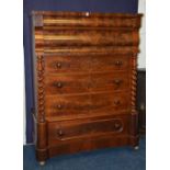 A Victorian mahogany Kilmarnock chest of drawers, with large drawer above four graduated drawers,