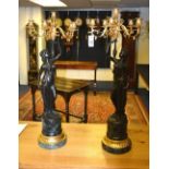 A pair of large bronze figural candelabra in the Louis XV manner,