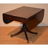 A Regency mahogany sofa table, with drop leaves, pull out drawer to one side,