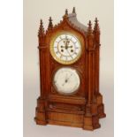 A 19th century oak cased bracket clock with barometer by Luppens & Co of Brussells & Paris,