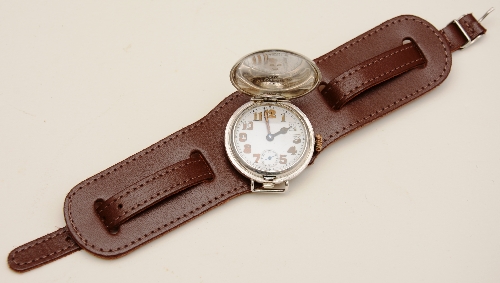 A Brevet silver trench watch, circa World War II,