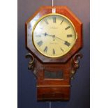 A Victorian mahogany fusee drop dial octagonal wall clock by S Fisher of Walsall,