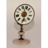 A French alabaster and gilt metal mantel clock, the enamel dial with Roman numerals,