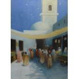 Hans Hansen (1870-1947) 'North African Street Scene' Watercolour, signed to verso,