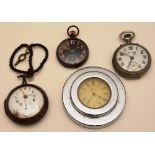 A George III silver pair cased pocket watch, (a/f to dial),