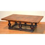 A 19th century and later composite oak low/coffee table, with rectangular plinth top,