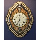 A late 19th century French ebonised walnut and mother of pearl wall clock, signed Cadoz Fleisch,