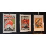 Three Russian Revolution reproduction framed posters,