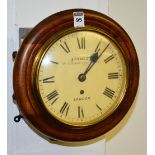 A Victorian mahogany cased circular fusee wall clock by Stanley of London,