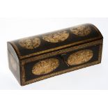 An 18th/19th century Chinese lacquered casket, of domed form,