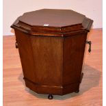 A George III style mahogany octagonal wine cooler-celarette, circa early 19th century,