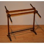 A Victorian mahogany tapestry stretcher, with tightening screws,