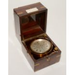 An early 19th century rosewood cased two day marine single fusee chronometer by John Pickford of