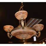 A reproduction frosted glass ceiling light in the Neo-Classical style,