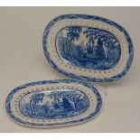 A pair of blue and white Davenport Chinese export plates, circa 1800-1820,