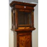 A late 17th century William and Mary walnut longcase clock case, the hood with glazed door,