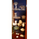 A mixed lot of china and crystal, to include crystal bedroom lamp with shade,