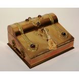 A Victorian brass and agate writing slope,