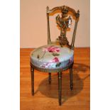 A French style gilt painted parlour chair, with urn and wreath decoration to pierced splat,