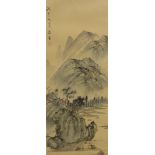 Chinese School (Qing/Republic) 'Oriental Landscapes' Four watercolours on silk panel, signed, 37.