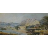 19th Century School 'Boat in Mountain Landscape' Oil on board,