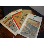 Hiroshige (1797-1858) 'Snow Scene' & 'Falling Snow' Pair of coloured woodblock prints, unframed,