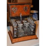 A good quality 19th century figured walnut decanter box with contents,