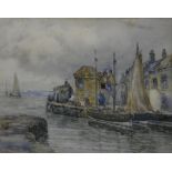 John Hamilton Glass (1820-1885) 'Harbour Scene' Watercolour, signed lower left,