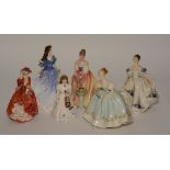 Six Royal Doulton figurines, 'Rebecca' HN4041, 'Alexandra' HN3286, 'Beatrice' HN3263,