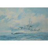 A limited edition print of Lord Louis Mountbatten's Ship HMS Kelly,