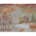 Edith E Hull (American) 'Winter Landscape' Pastel, signed and dated 1970 lower left,