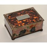 A Sheffield plate and tortoiseshell cigarette box,