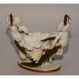 A Moores porcelain centrepiece, in the form of a frilly rim bowl,