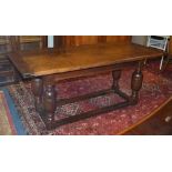 A Jacobean style oak refectory table,