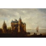 Dutch School (17th Century) 'Castle by Sea' Oil on oak panel, unsigned, unframed,