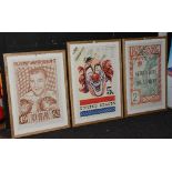 A set of three posters in the form of stamps, to include Rocky Manciano World Champion,