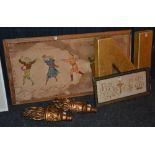 A mixed lot of sundry items, to include a religious embroidery,