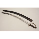 A Continental light cavalry sword, the brass hilt with shagreen and wire grip,