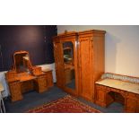 A good Victorian satinwood four piece bedroom suite,