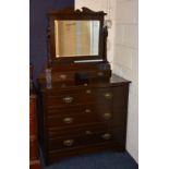 A late Victorian dressing chest, with three long drawers,