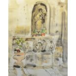 Anne Connell (Contemporary) 'A Shrine, Heiligen Kreuter Platz, Vienna' Ink and watercolour,