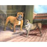 A Boyle 'Tess & Jim - Bull Terriers' Oil on board, signed and dated 1919 lower left,