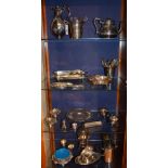 A quantity of plated wares, to include egg coddler, preserve dish on stand, condiments,